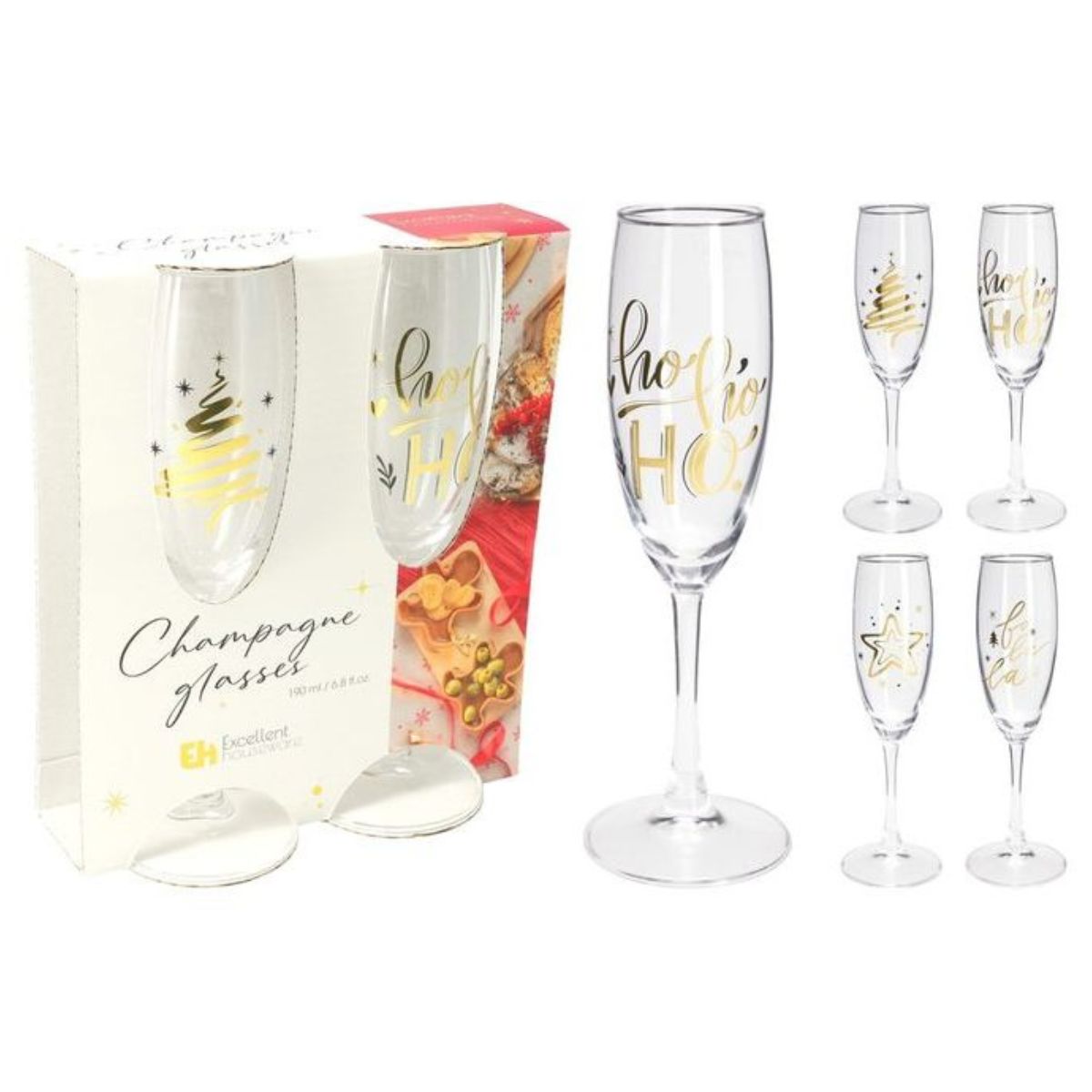 Champagne Glass 190mL Set 2 Pieces 2 Assorted