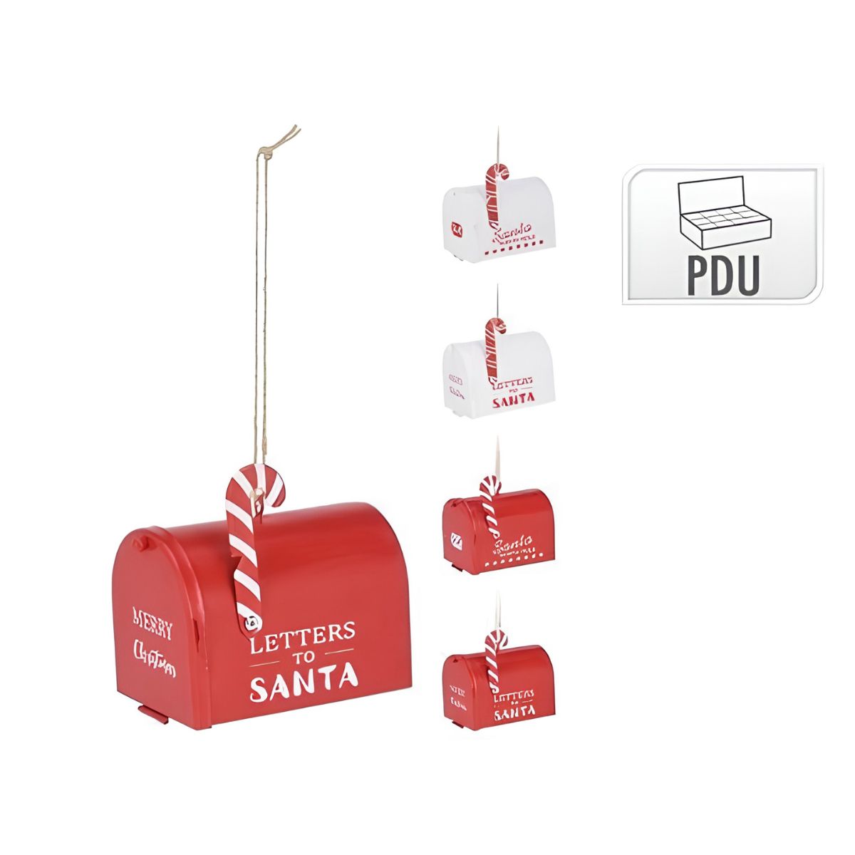 Mailbox Metal Hang Decoration 8 x 7cm 4 Assorted