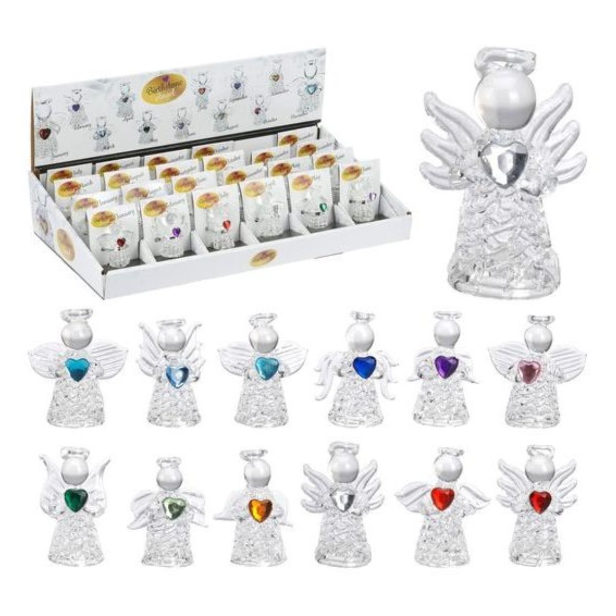 Christmas Glass Angel with Heart 5cm 12 Assorted