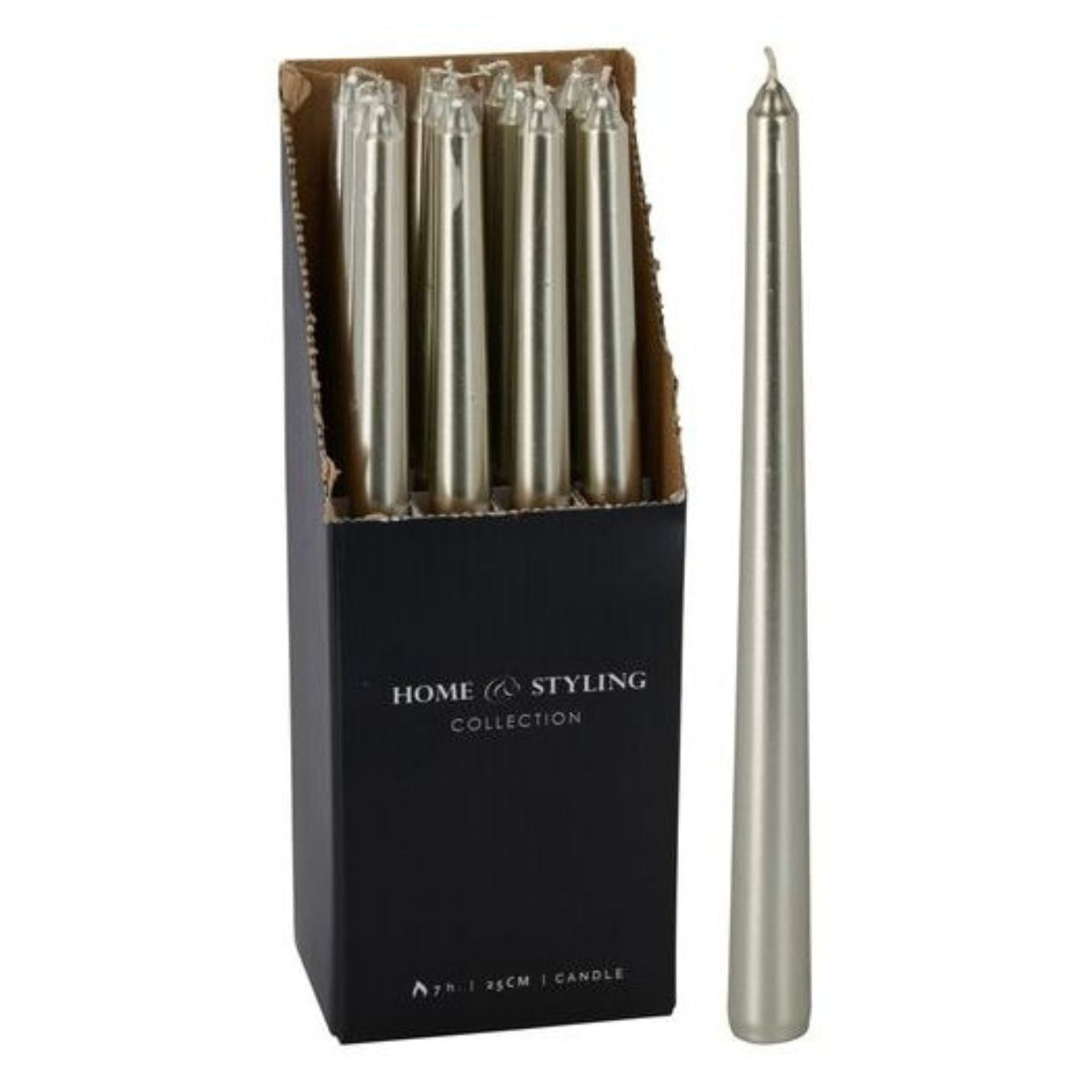Dinner Taper Candle 25cm Silver