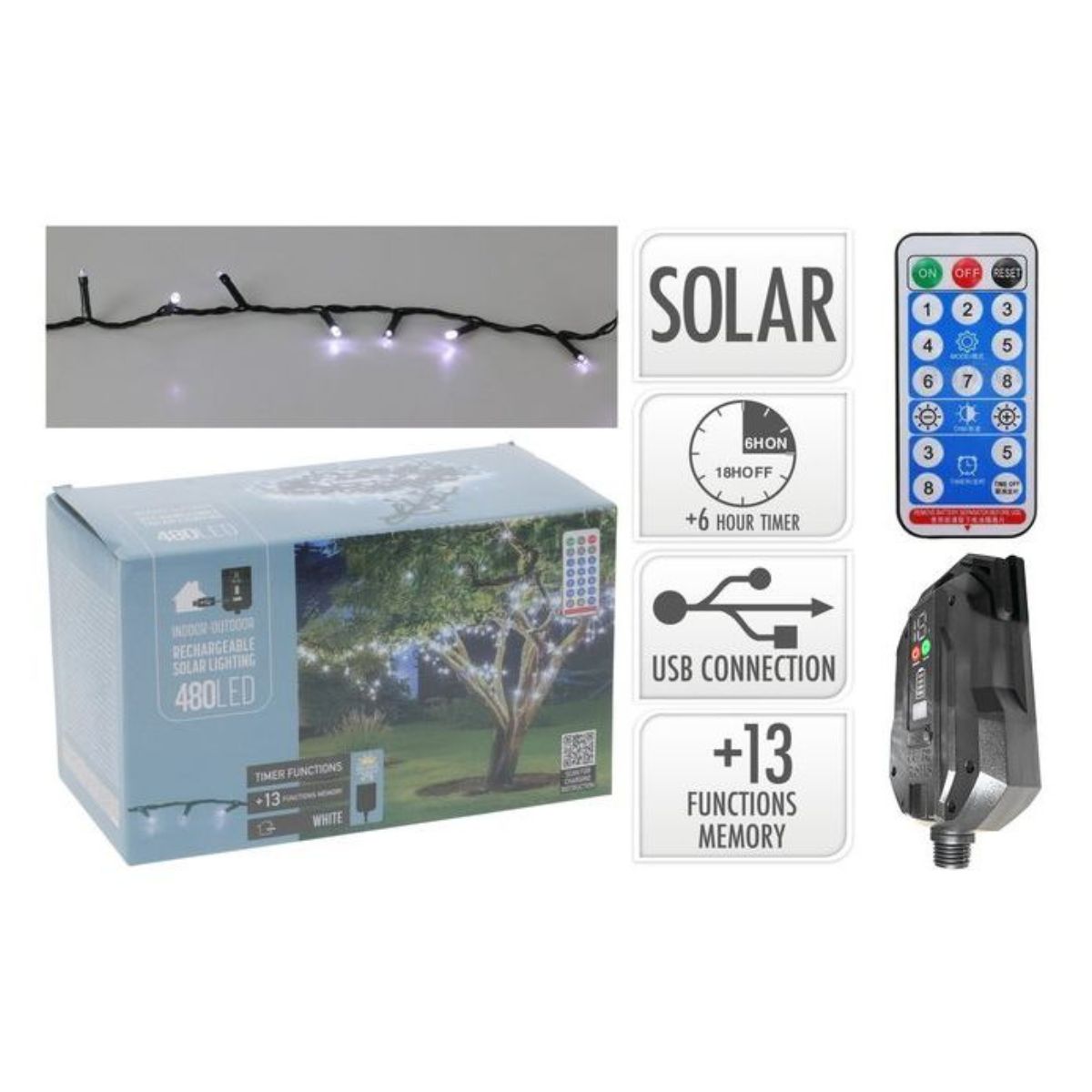 Premium Solar String 480 LED White 22m