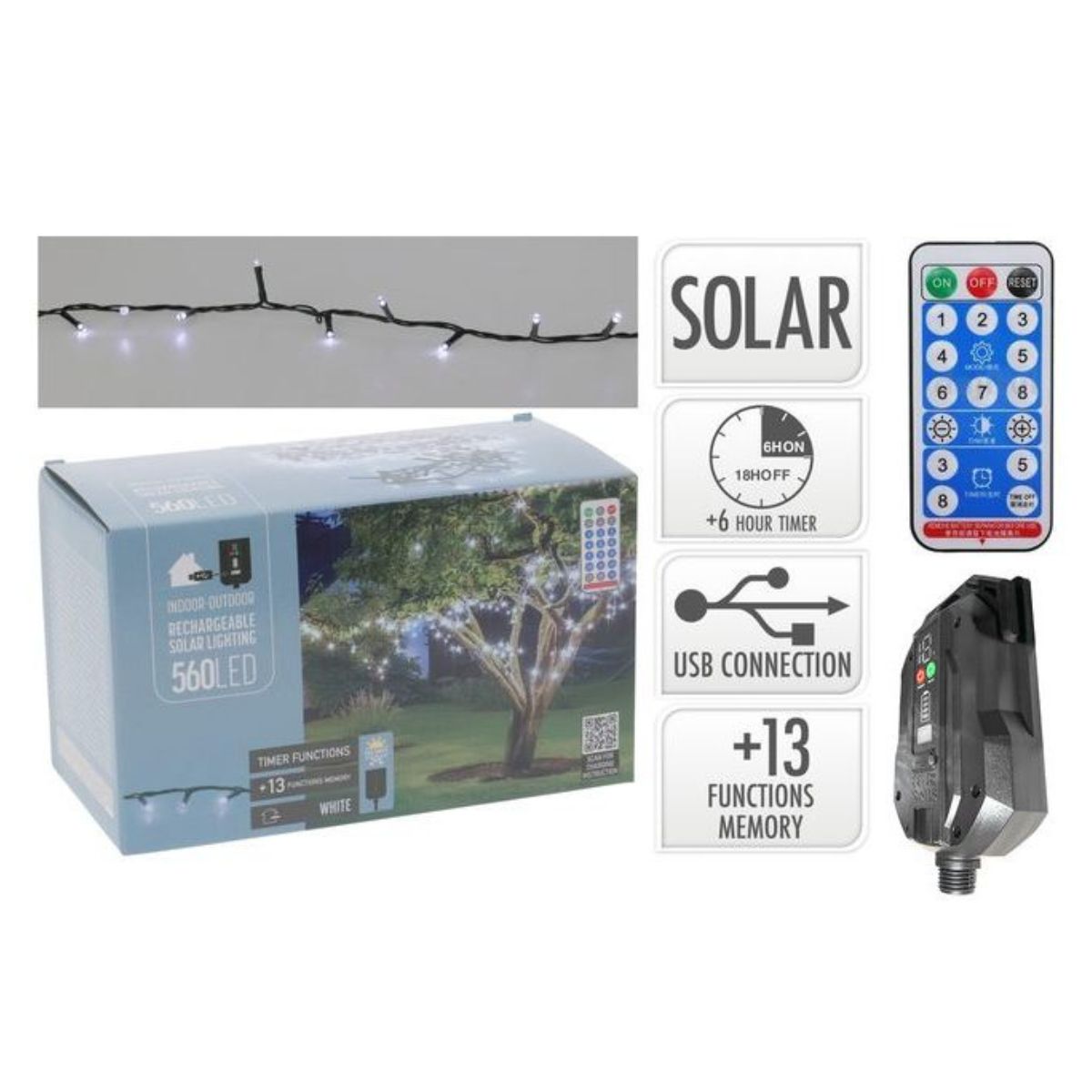 Premium Solar String 800 LED White 36m