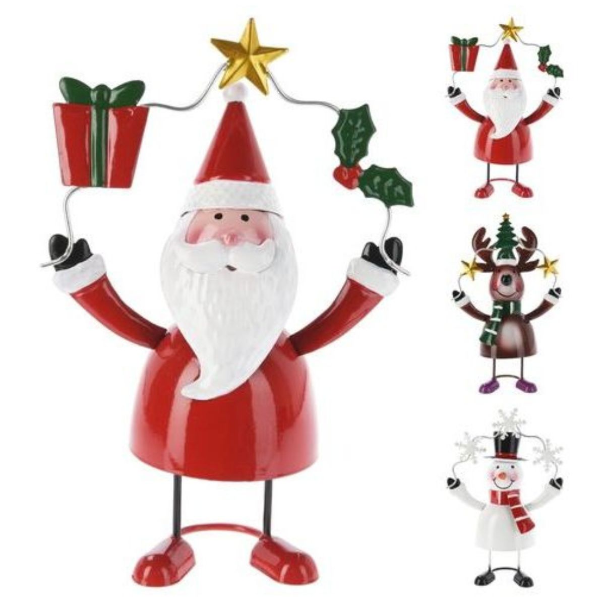 Christmas Figurine Metal 18cm 3 Assorted