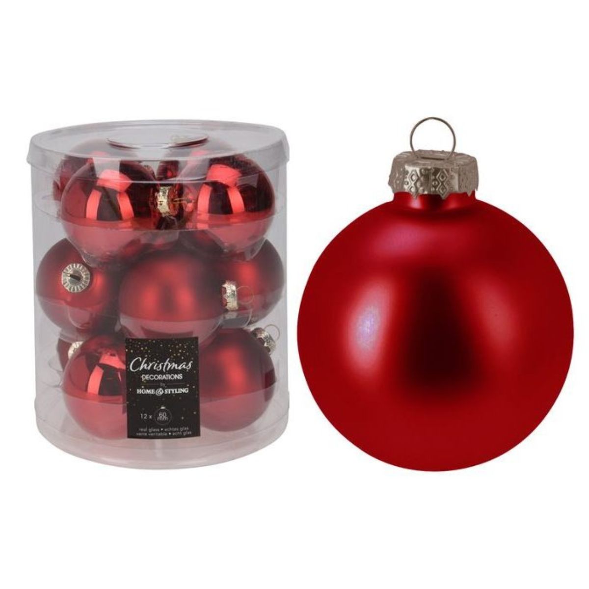 Christmas Bauble 60mm Red Glass 12Pcs