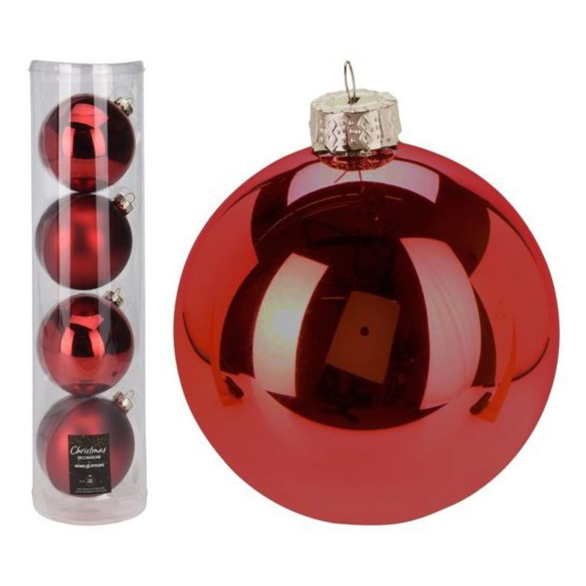 Christmas Bauble 10cm Red Glass 4Pcs