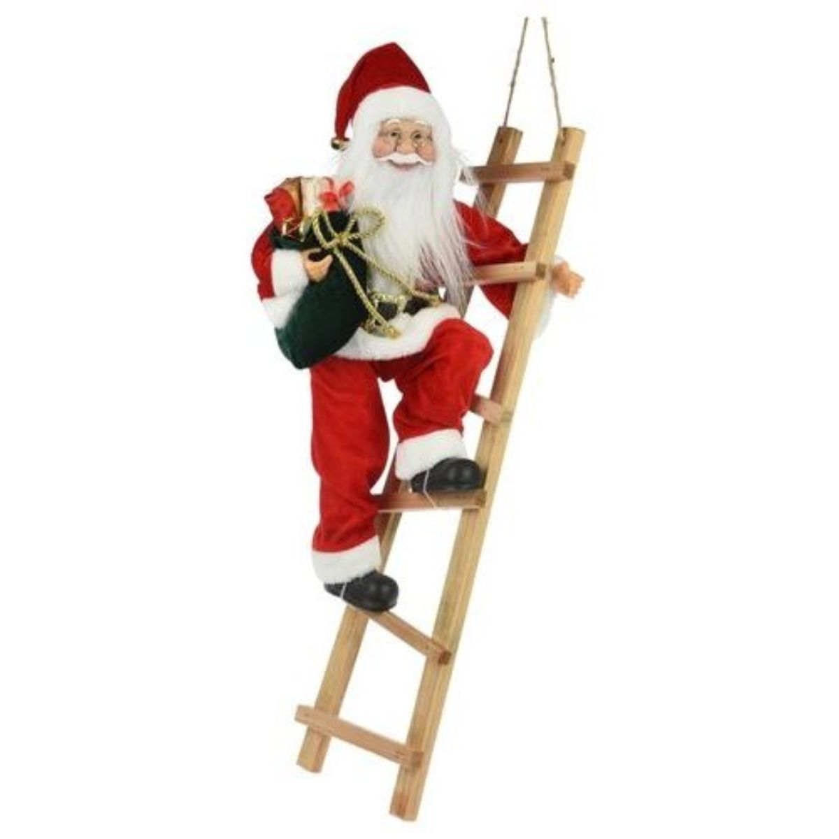 Christmas Santa Standing on Ladder Red 65cm