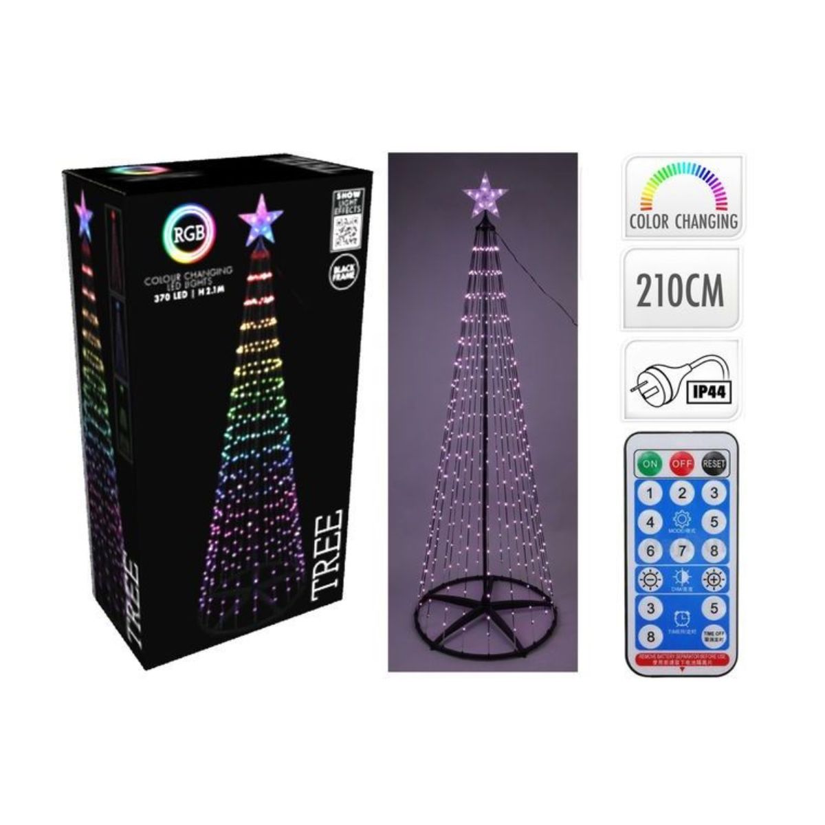 Christmas Tree 210cm 370 LED RGB Black Colourchange