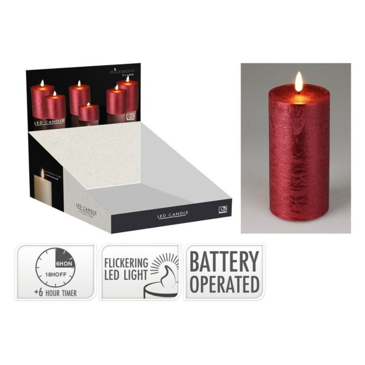 LED Candle 75 x 150mm Battery Operated