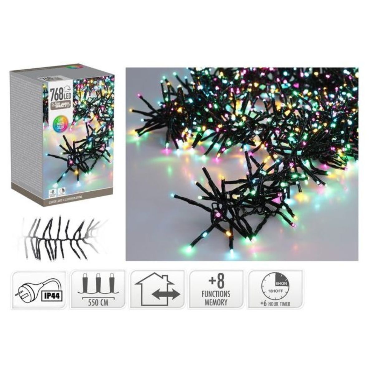 Cluster Lights 768 LED Macaron IP44 5.6m