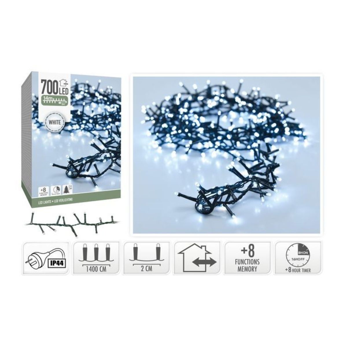 Snake Lights 700 LED White IP44 14m