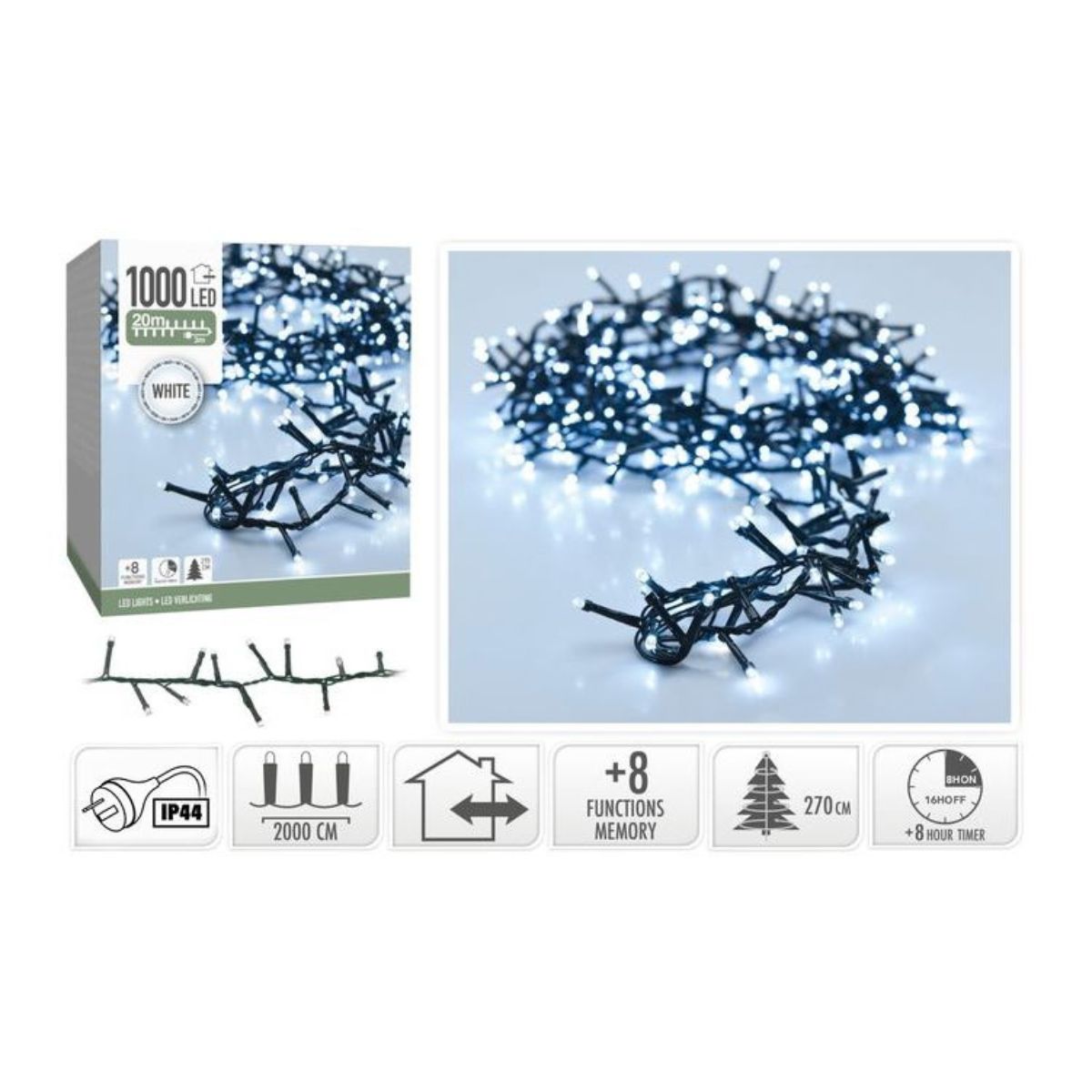 Snake Lights 1000 LED White IP44 20m