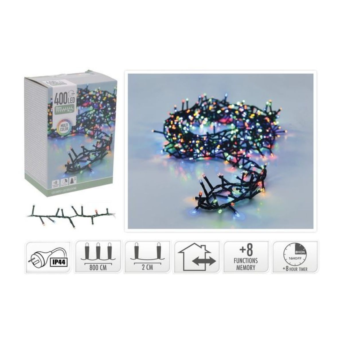 Snake Lights 400 LED Multi IP44 8m