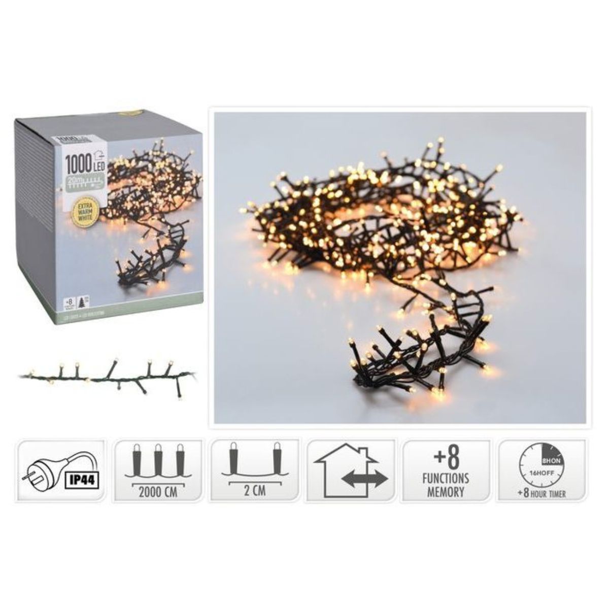Snake Lights 1000 LED Xtraw/white IP44 20m