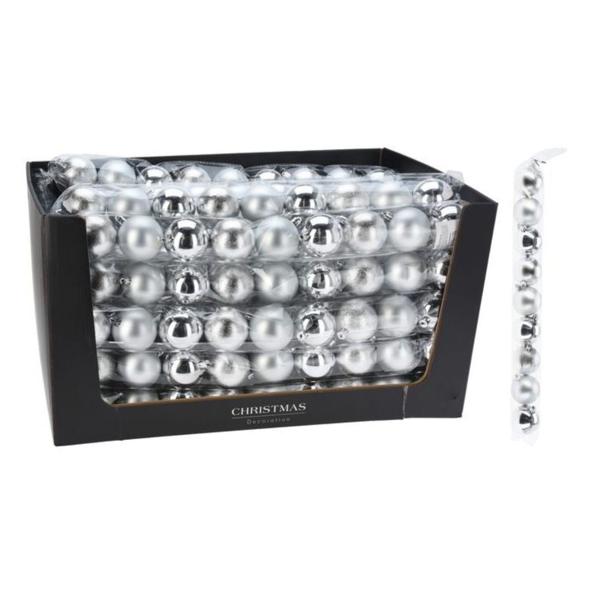 Christmas Bauble Set 60mm Silver 9 Pieces