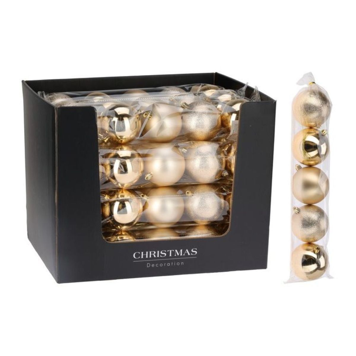 Christmas Bauble Set 80mm Gold 5 Pieces