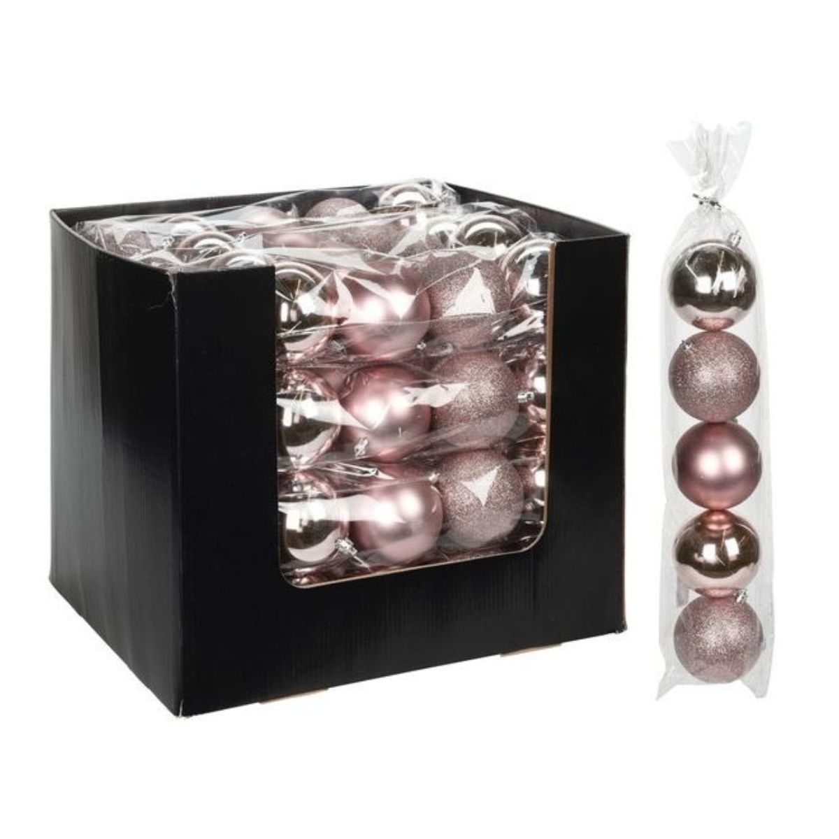 Christmas Bauble Set 80mm Pink 5 Pieces
