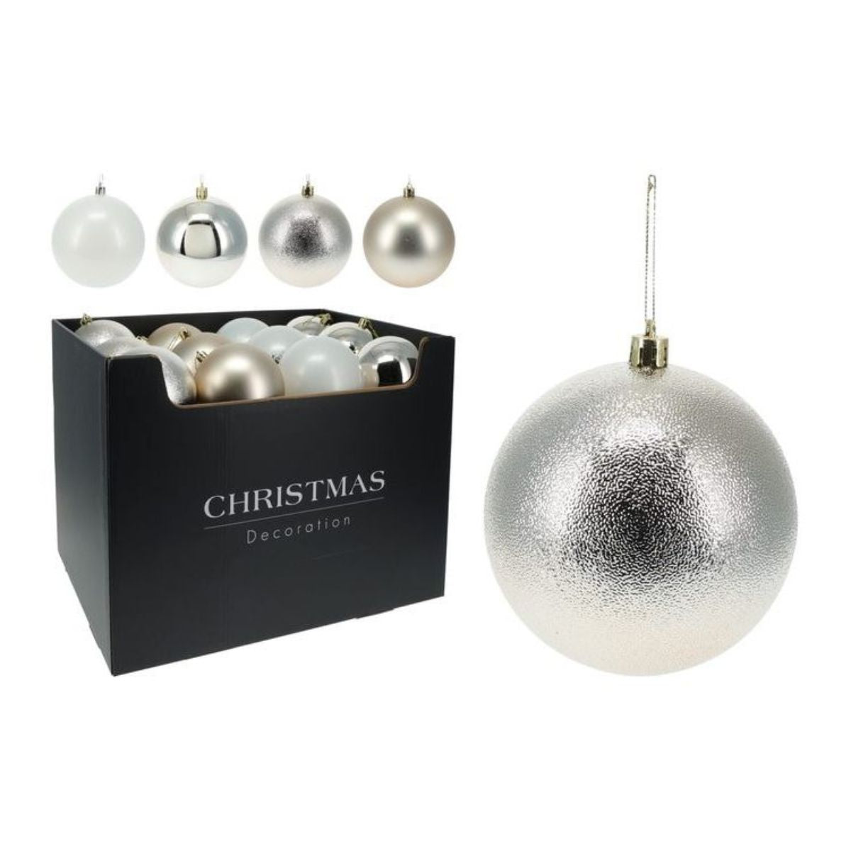 Christmas Bauble 100mm Champagne 4 Assorted