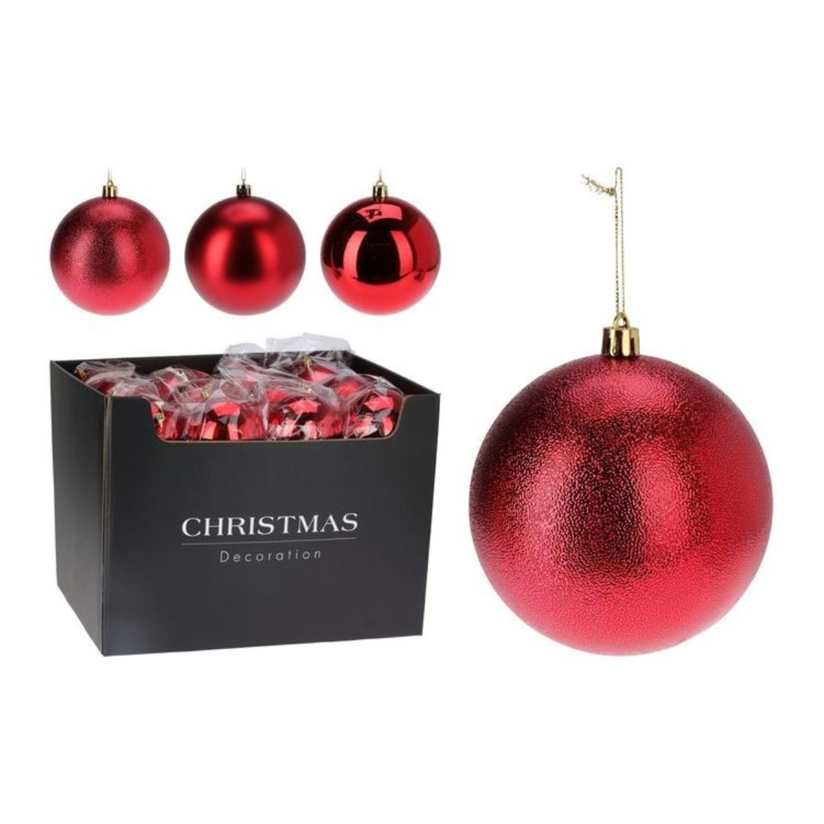 Christmas Bauble 120mm Red 3 Assorted