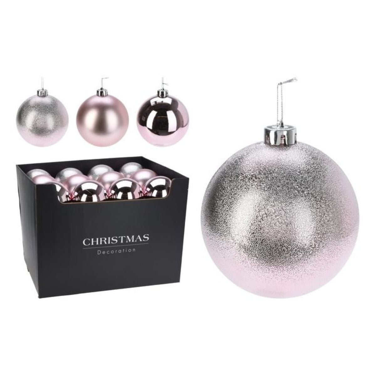 Christmas Bauble 120mm Pink 3 Assorted
