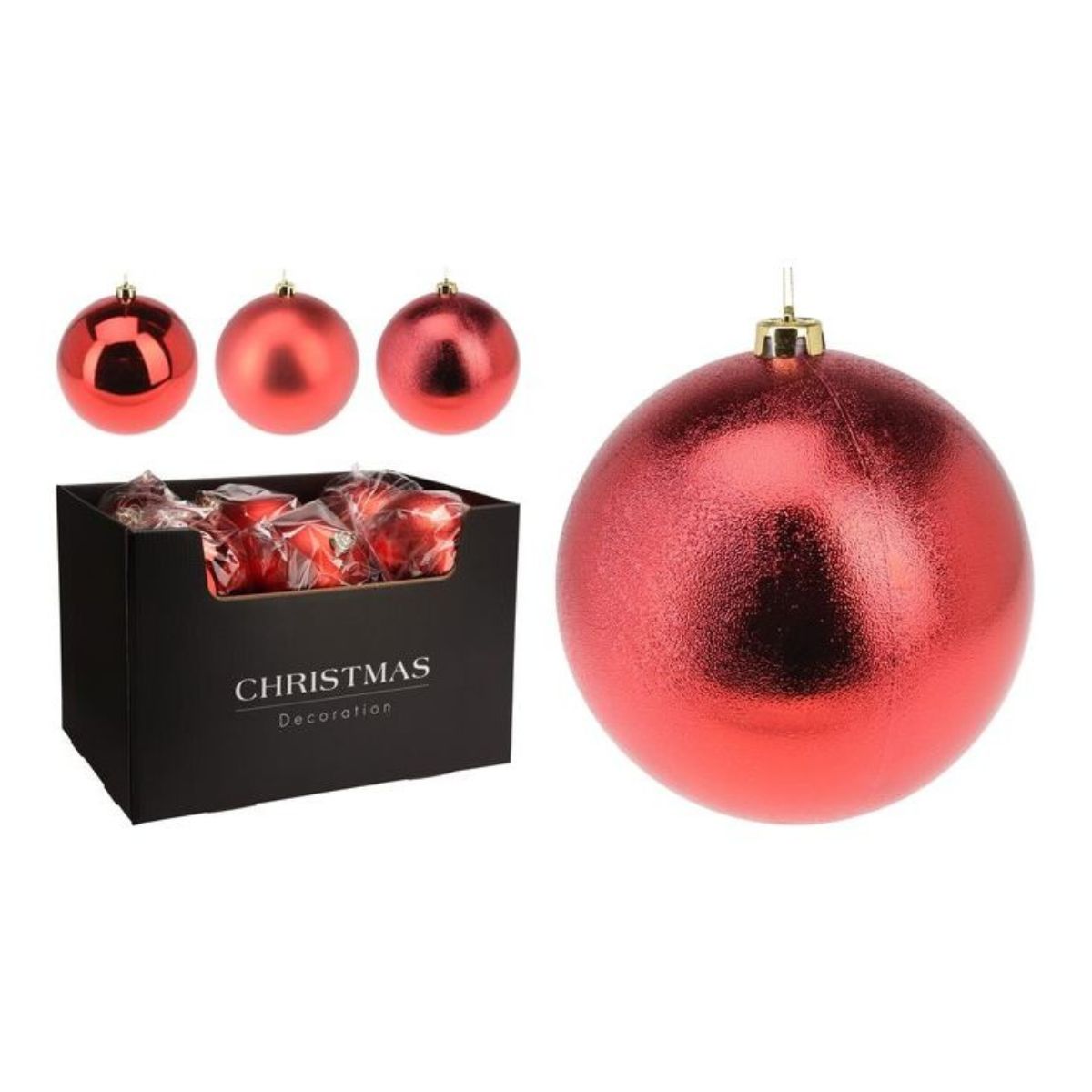 Christmas Bauble 140mm Red 3 Assorted