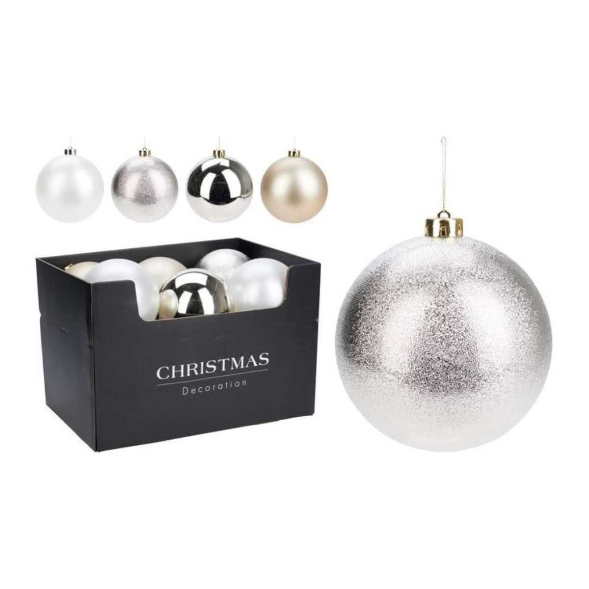 Christmas Bauble 140mm Champagne 4 Assorted