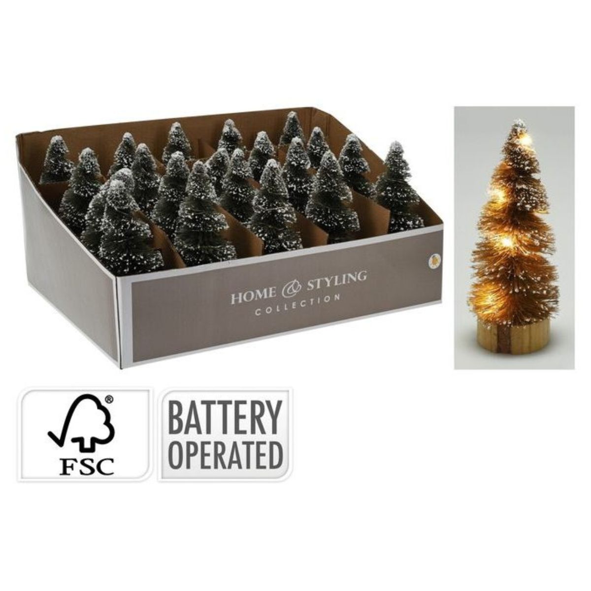 Christmas Tree Sisal 15cm Green 8 LED Battery Operated