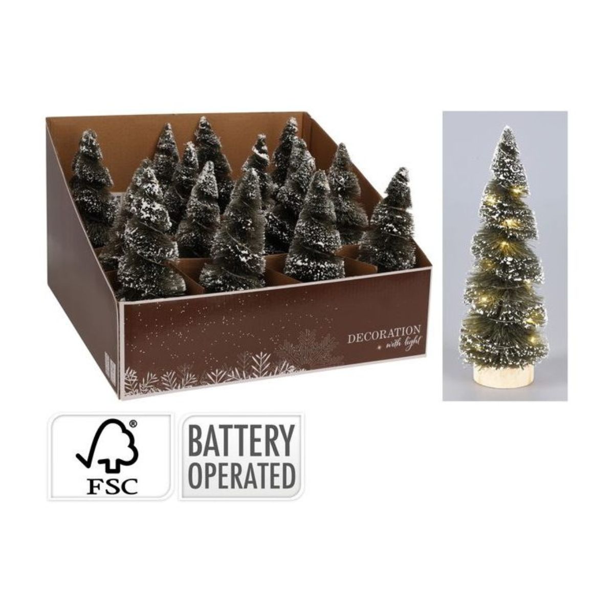Christmas Tree Sisal 20cm Green 12 LED Battery Operated