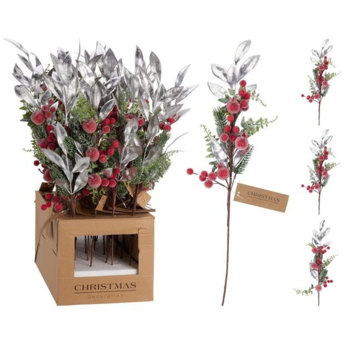 Berry Branch 60cm Silver 3 Assorted