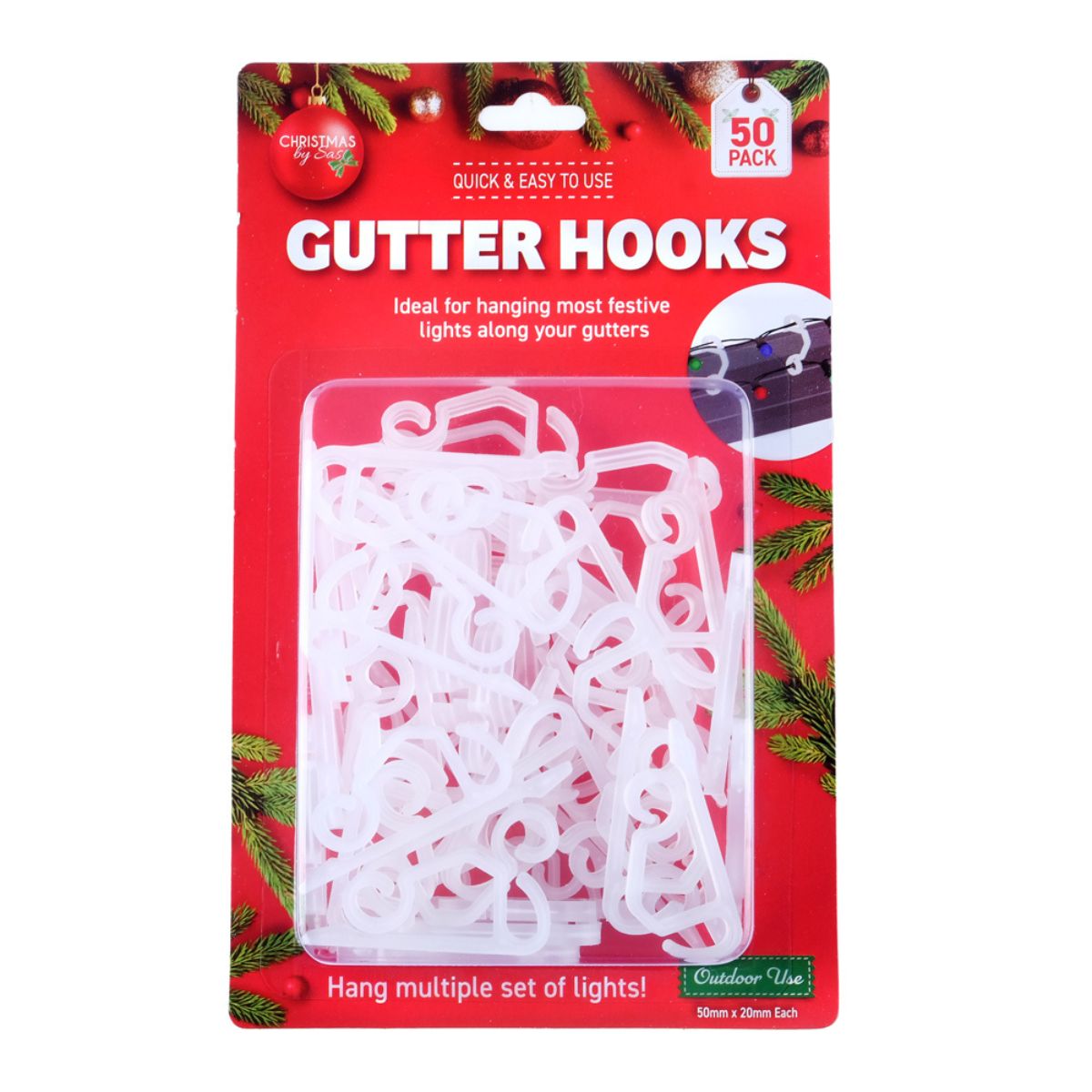 Gutter Hooks 50 Pack 5cm x 2cm Clear