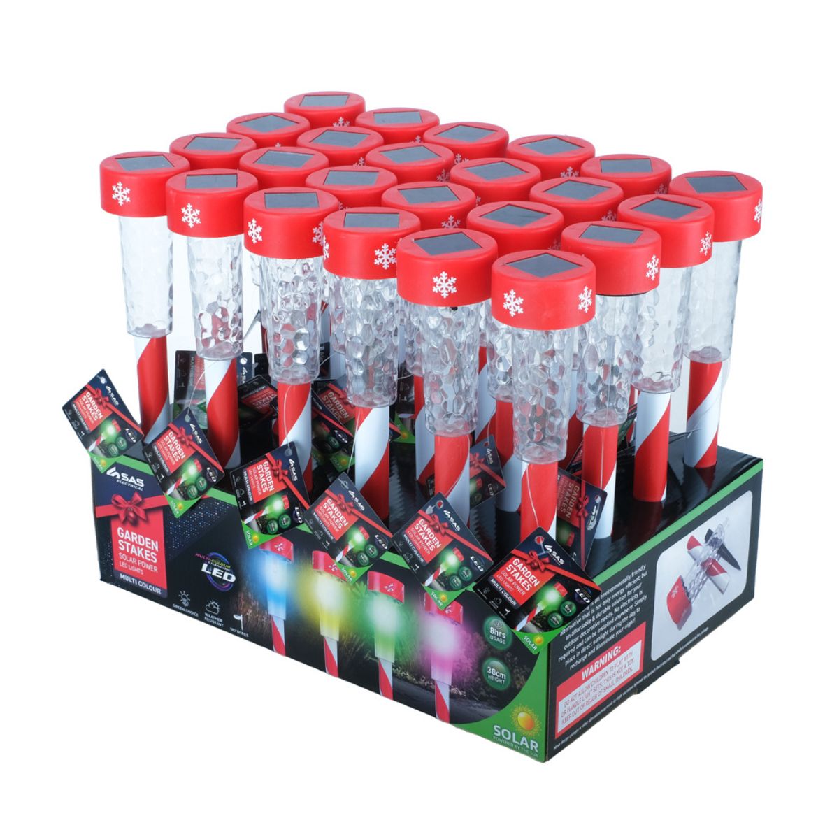 Stake Light Solar Candy Striped 1 LED 10.5cm x 5cm X 38cm Multi Colour 1 Function Colour Changing