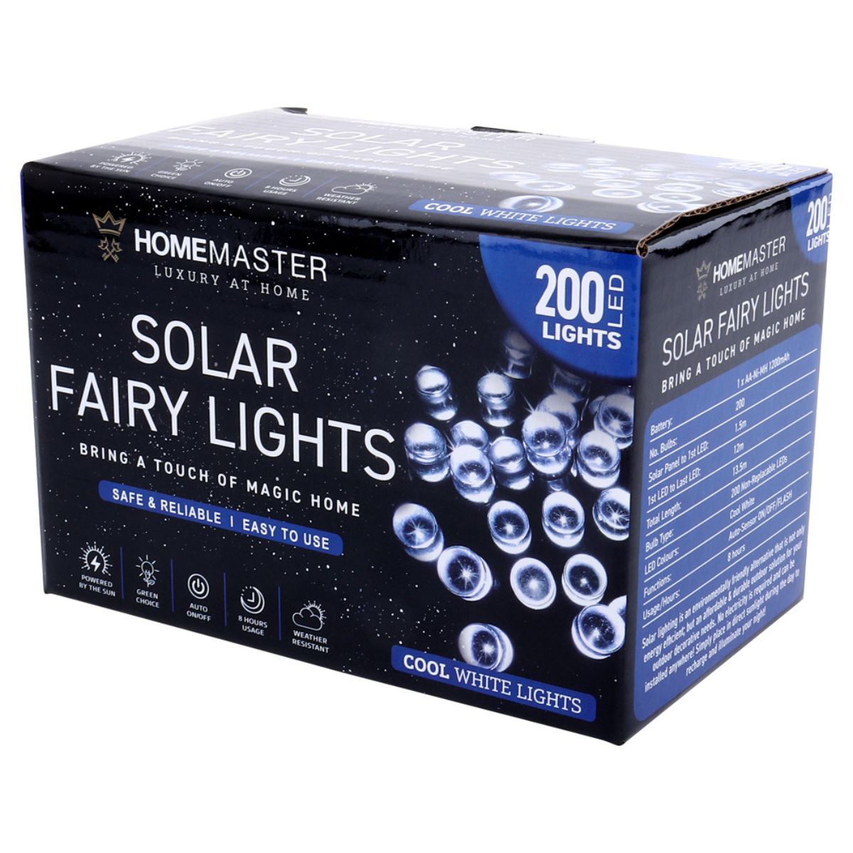Fairy Light Solar 200 LED 13.5m Total Length Cool White 2 Functions