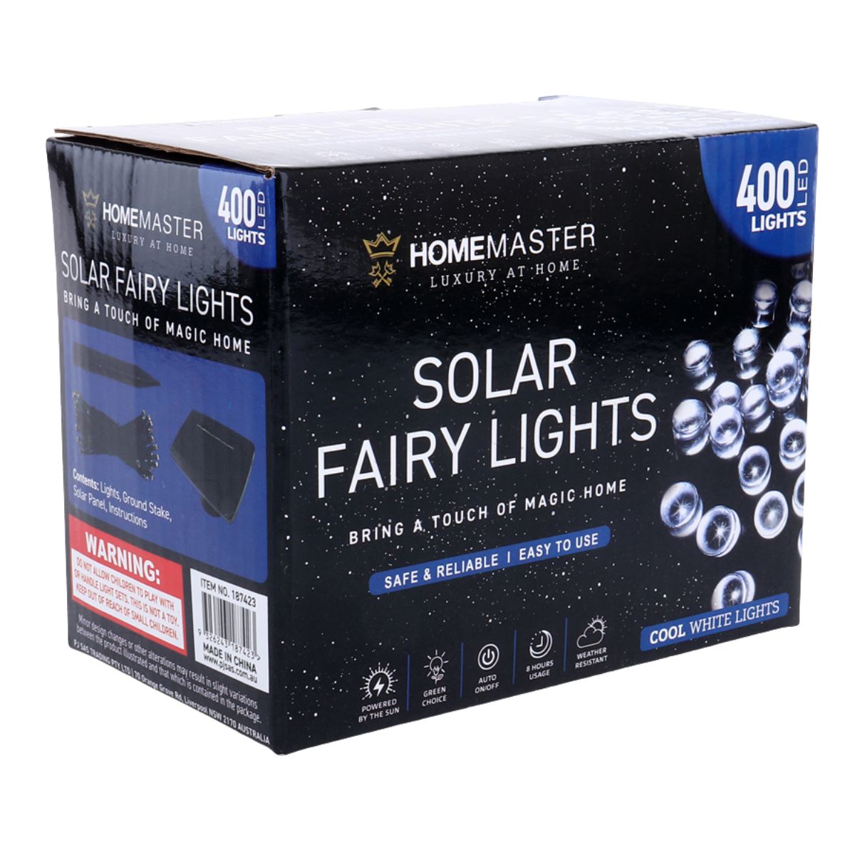 Fairy Light Solar 400 LED 25.5m Total Length Cool White 2 Functions