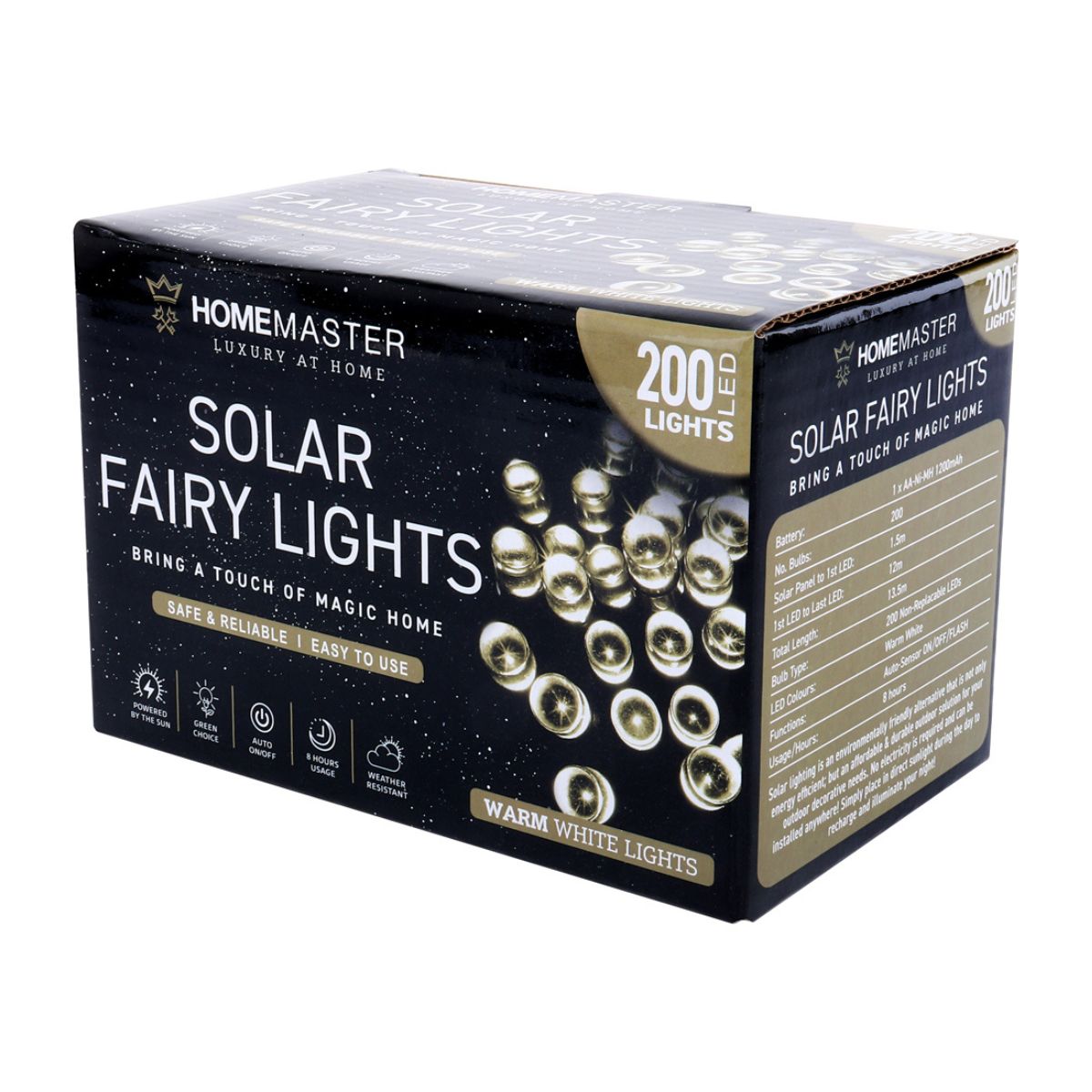 Fairy Light Solar 200 LED 13.5m Total Length Warm White 2 Functions