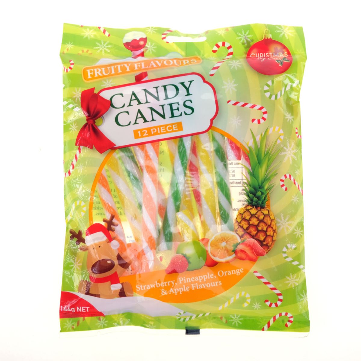 Christmas Candy Cane Fruity Flavours 12 Pack 12g Each Strawberry (red & White) Pineapple (yellow & White)