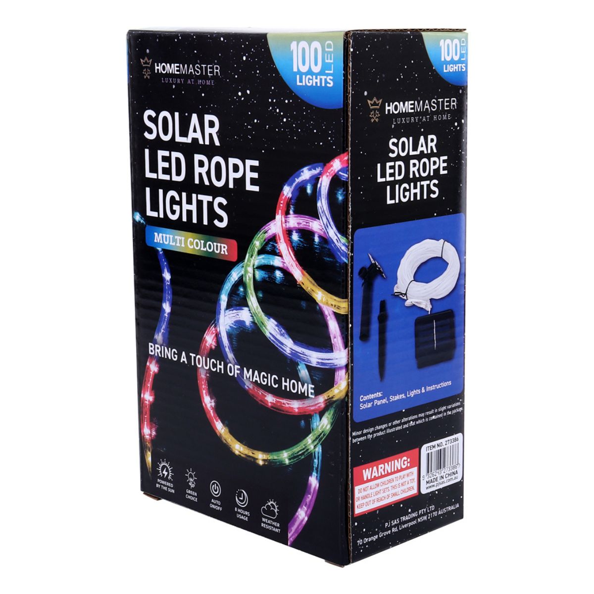 Rope Light Solar 100 LED 12m Total Length Mutli Colour 8 Functions