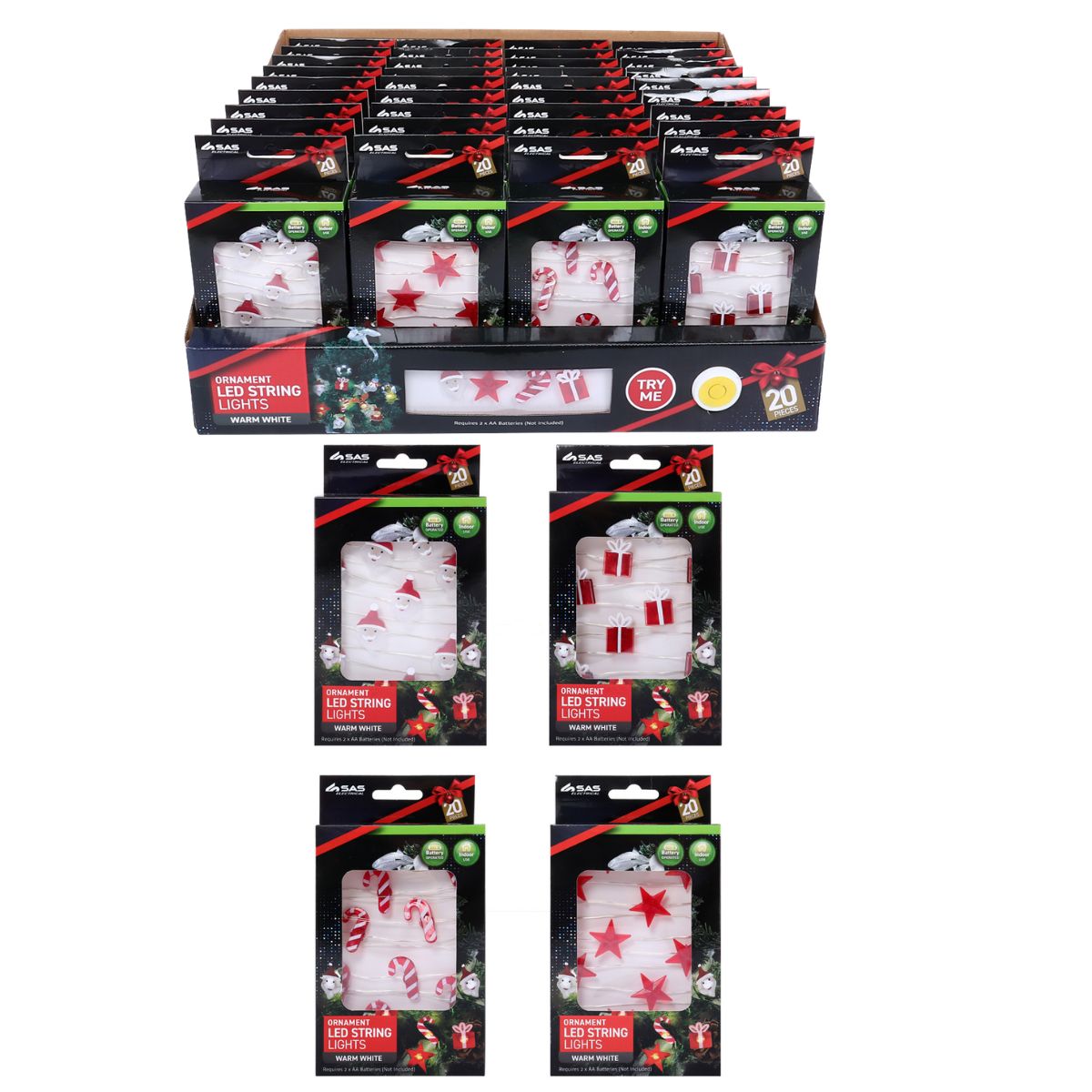Christmas Fairy String Light Battery Operated Premium Ornament Series Two 20 LED 2.3m Total Length Warm