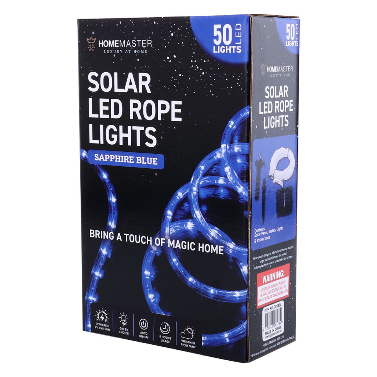 Rope Light Solar 50 LED 7m Total Length Blue 8 Functions