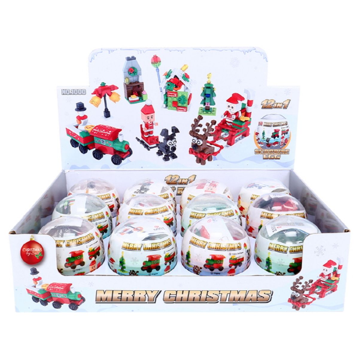 Building Brick Kit Blind Egg Christmas Scene 6cm x 7cm 12 Assorted Sets to Collect (24-34 Pieces)
