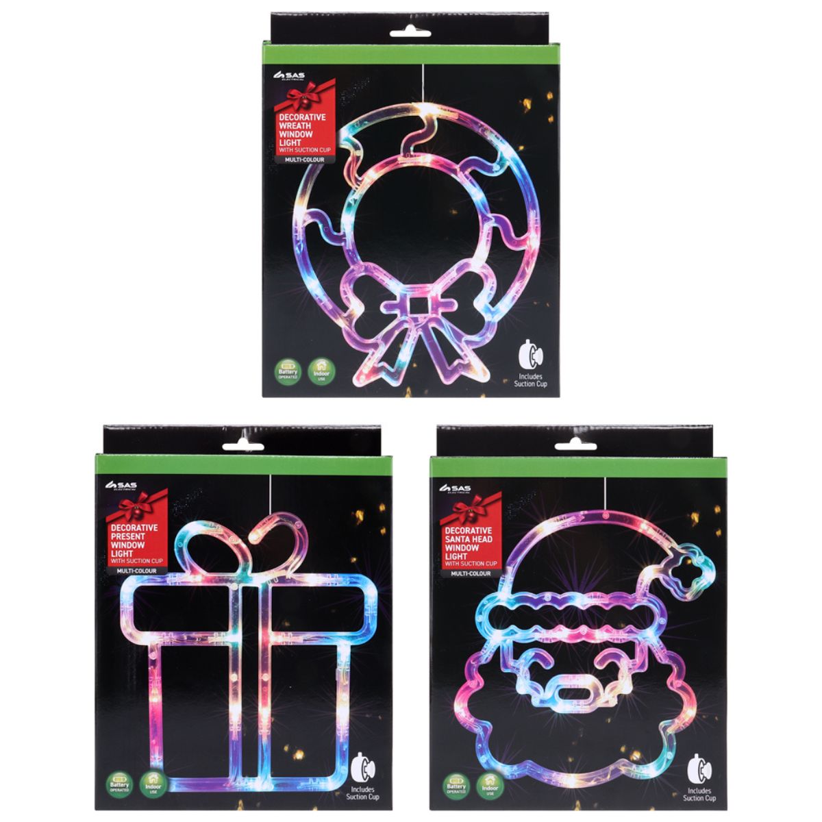 Christmas Decorative Light Battery Operated Window Silhouette with Suction Cup Multicolour(18cm)