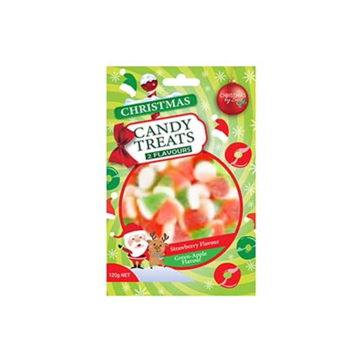Christmas Candy Gummy Santa Hats 120g Red - Strawberry & Green - Apple