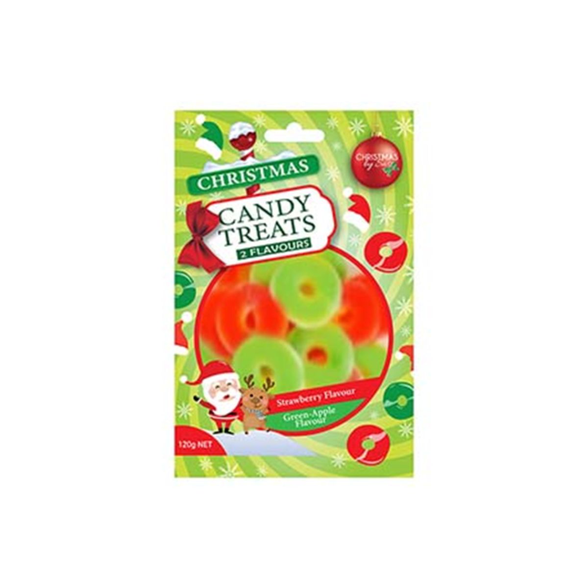 Christmas Candy Gummy Wreaths 120g Red/white - Strawberry & Green/white - Apple