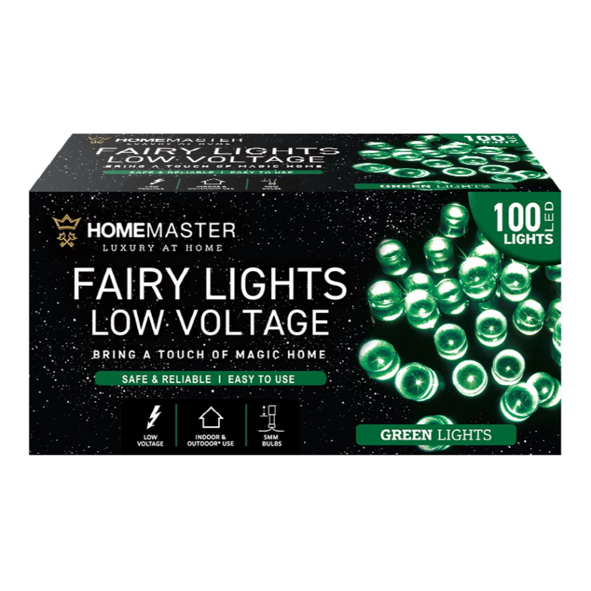 Fairy Light Low Voltage 100 LED 6.5m Total Length Green 8 Function