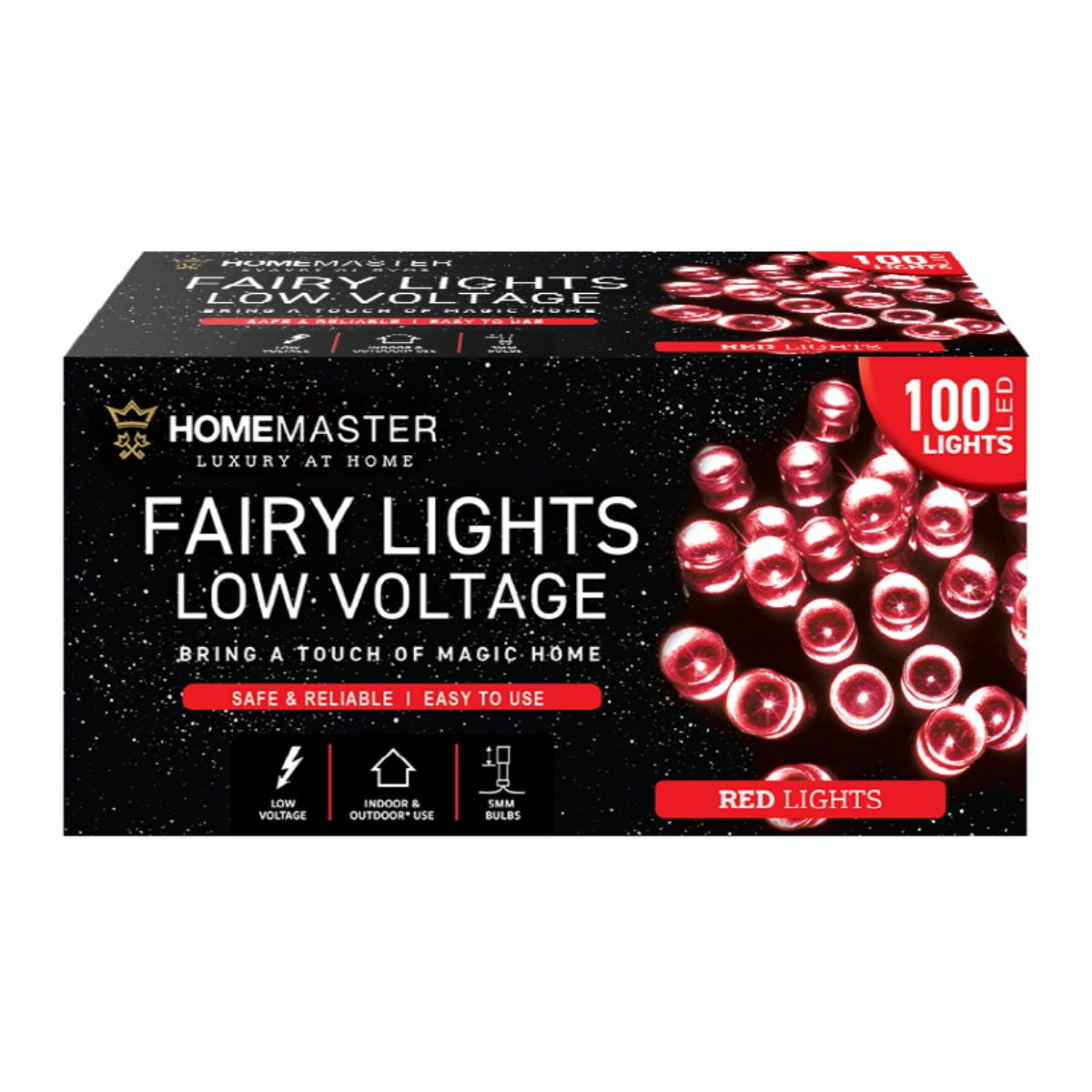 Fairy Light Low Voltage 100 LED 6.5m Total Length Red 8 Function