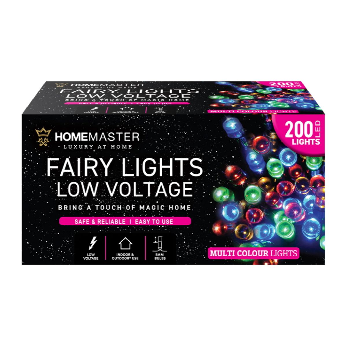 Fairy Light Low Voltage 200 LED 13.5m Total Length Multi Colour 8 Function