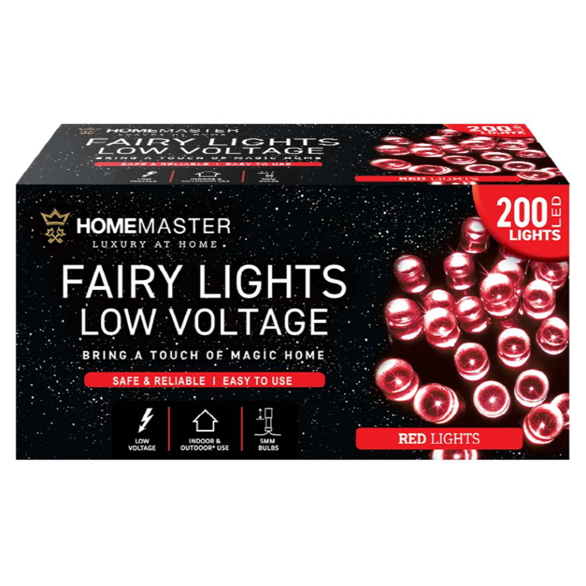 Fairy Light Low Voltage 200 LED 13.5m Total Length Red 8 Function