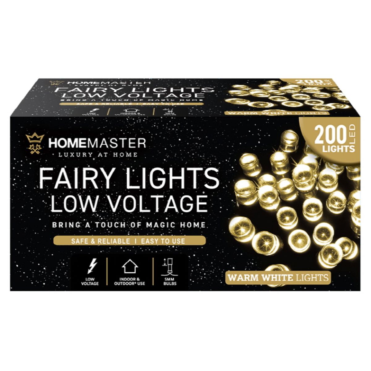 Fairy Light Low Voltage 200 LED 13.5m Total Length Warm White 8 Function