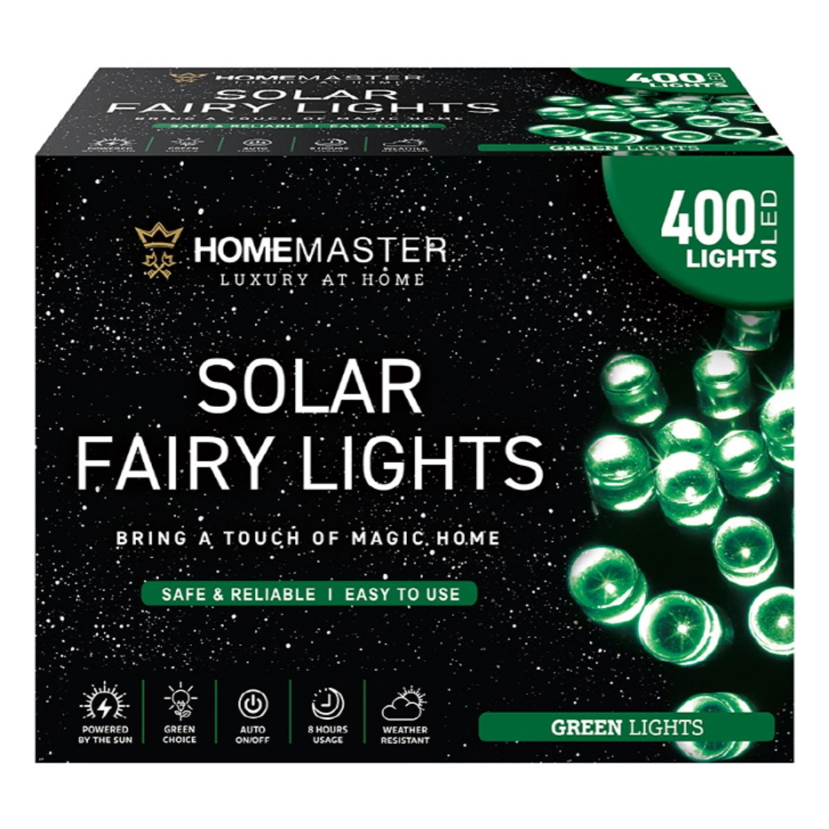 Fairy Light Solar 400 LED 25.5m Total Length Green 2 Functions