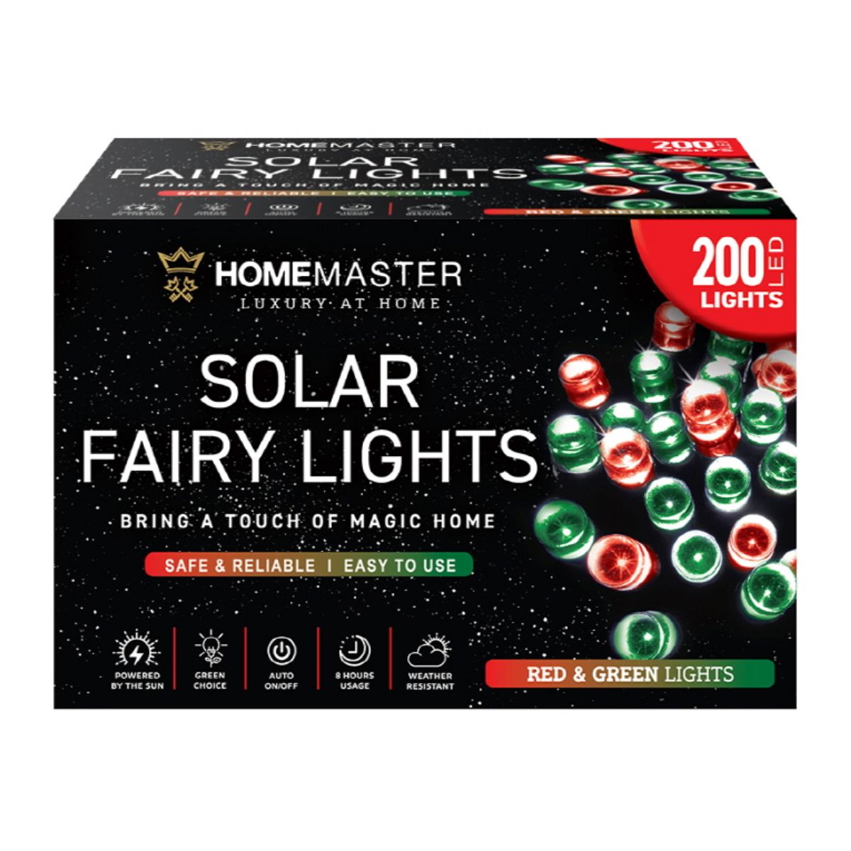 Fairy Light Solar 200 LED 13.5m Total Length Red & Green 2 Functions