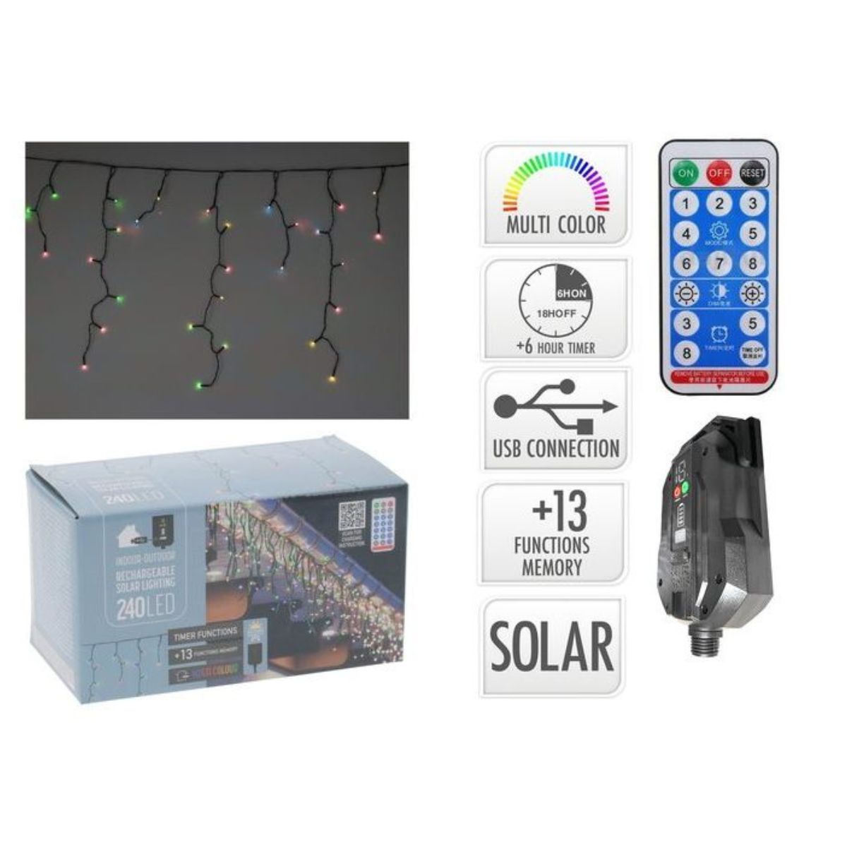 Premium Solar Christmas String Lights 240 LED Multicolour – 7.8m