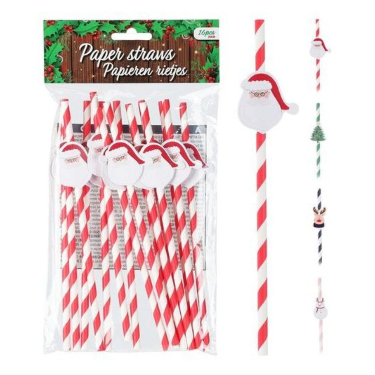 Christmas Drinking Straw Paper 4 Assorted